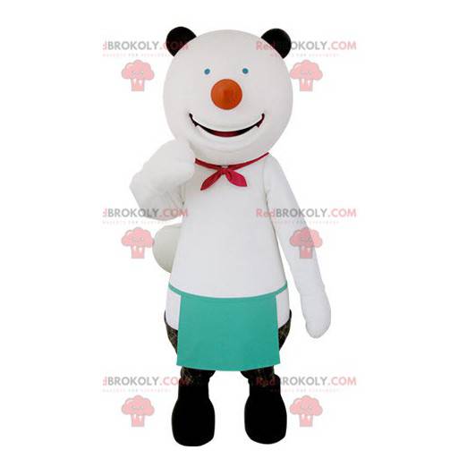 Mascotte d'ours blanc et noir très souriant - Redbrokoly.com