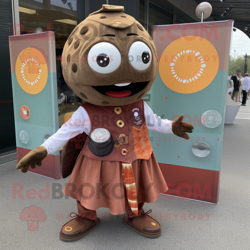 Rust Falafel mascot costume character dressed with a Dress Pants and Coin purses Rust Falafel mascot costume character dressed with a Dress Pants and Coin purses