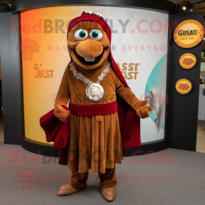 Rust Falafel mascot costume character dressed with a Dress Pants and Coin purses
