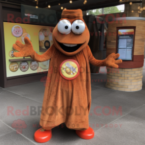 Rust Falafel mascot costume character dressed with a Dress Pants and Coin purses