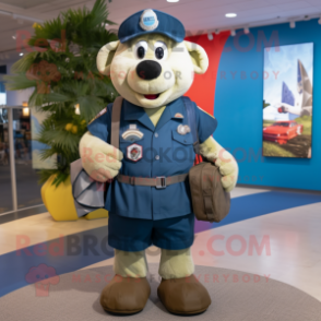 Navy Heart mascot costume character dressed with a Cargo Shorts and Backpacks