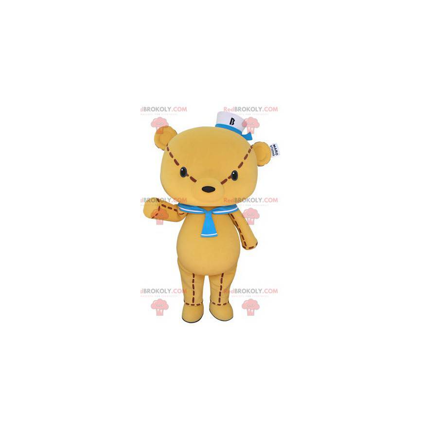 Riesiges gelbes Teddybär-Maskottchen mit Matrosenhut -