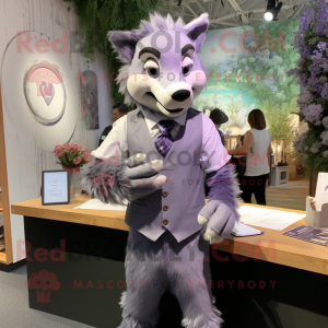 Lavendel Wolf maskot kostym...