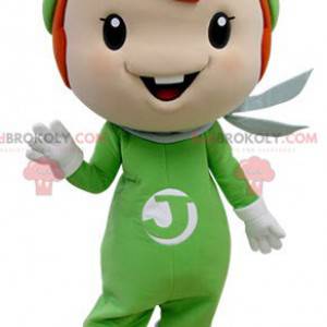 Red-haired boy mascot dressed in green - Redbrokoly.com