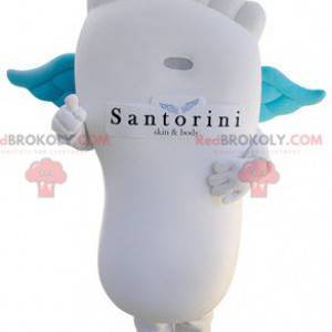 Giant white foot mascot with blue wings - Redbrokoly.com