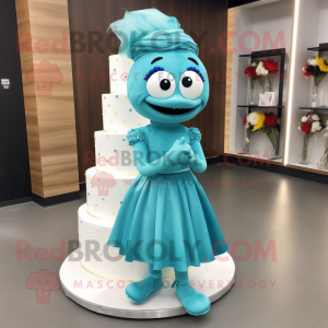 Turkusowy tort weselny w...