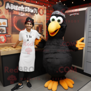 Black Tandoori Chicken mascot costume character dressed with a Cargo Shorts and Beanies