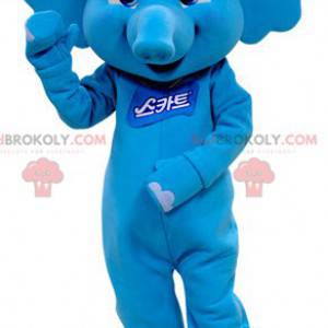 Mascot kvindelig blå elefant og flirtende - Redbrokoly.com