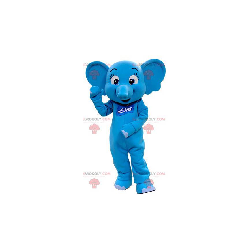 Mascot hembra elefante azul y coqueta - Redbrokoly.com