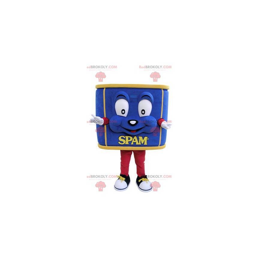 Mascote de lata gigante. Mascote azul - Redbrokoly.com