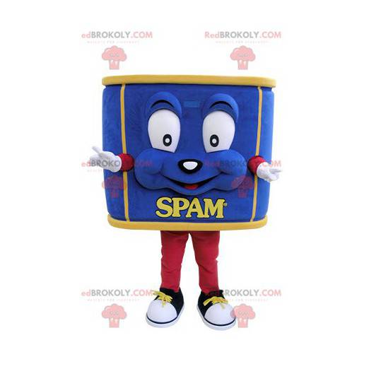 Mascote de lata gigante. Mascote azul - Redbrokoly.com