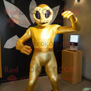 Gold Acrobat maskot kostym...