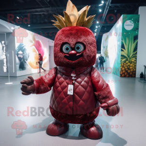 Maroon Pineapple mascot costume character dressed with a Parka and Anklets