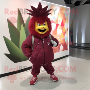 Maroon Aas maskot kostume...