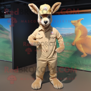 Beige Kangaroo mascotte...