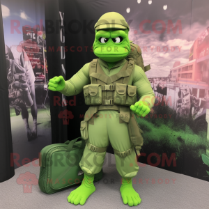 Limegrøn Commando maskot...