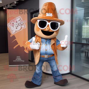 Rust Ice Cream Cone mascot costume character dressed with a Bootcut Jeans and Brooches