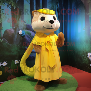 Yellow Otter maskot drakt...