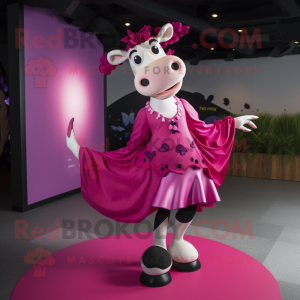 Magenta Cow maskot kostym...