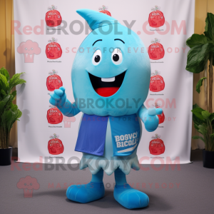 Sky Blue Beet mascot costume character dressed with a Bermuda Shorts and Scarves