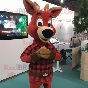 Red Roe Deer maskot kostume...