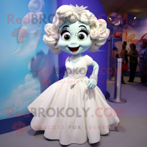 White Cod mascot costume character dressed with a Evening Gown and Hair clips