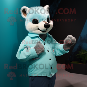 Cyan Marten maskot kostume...