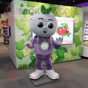 Gray Grape mascot costume character dressed with a Polo Tee and Anklets