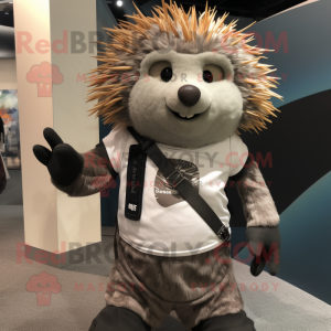 nan Porcupine mascot costume character dressed with a Tank Top and Belts