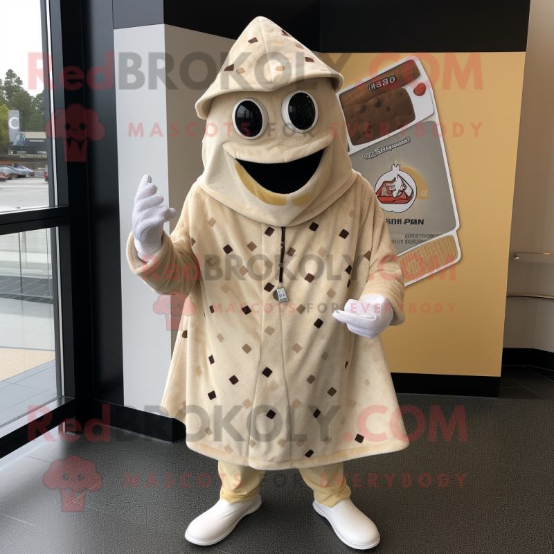 Cream Pizza Slice mascot costume character dressed with a Cover-up and Hat pins Cream Pizza Slice mascot costume character dressed with a Cover-up and Hat pins