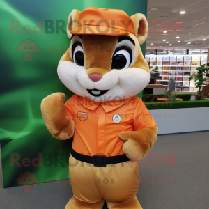 Orange Chipmunk mascot costume character dressed with a Blouse and Gloves