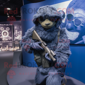 Navy Sniper mascot costume character dressed with a Bodysuit and Wraps