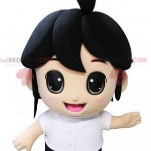 Mascot little brunette girl. Child mascot - Redbrokoly.com