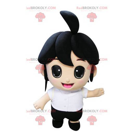 Mascot little brunette girl. Child mascot - Redbrokoly.com