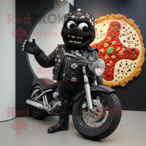 Svart Pizza Slice maskot...