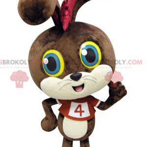 Brown and white rabbit mascot with colored eyes - Redbrokoly.com