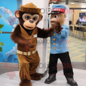 Brown Capuchin Monkey mascot costume character dressed with a Dress Shirt and Watches