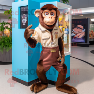 Brown Capuchin Monkey mascot costume character dressed with a Dress Shirt and Watches