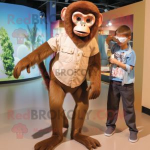 Brown Capuchin Monkey mascot costume character dressed with a Dress Shirt and Watches