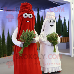 Rød asparges maskot kostyme...