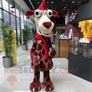 Maroon Giraffe maskot...