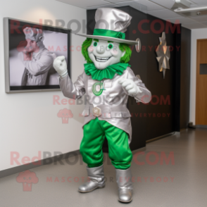 Silver Leprechaun Hat mascot costume character dressed with a Bermuda Shorts and Belts