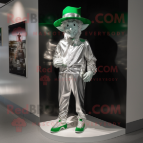 Silver Leprechaun Hat mascot costume character dressed with a Bermuda Shorts and Belts