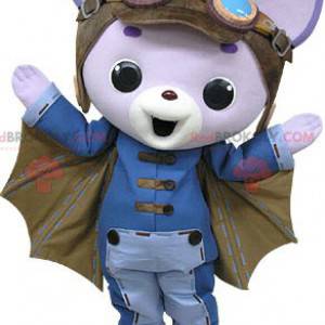 Purple cat mascot with bat wings - Redbrokoly.com