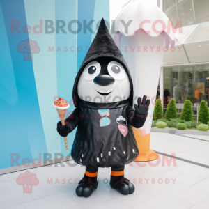 Sort Ice Cream Cone maskot...