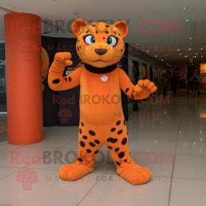 Orange Jaguar mascot costume character dressed with a Dress Pants and Anklets