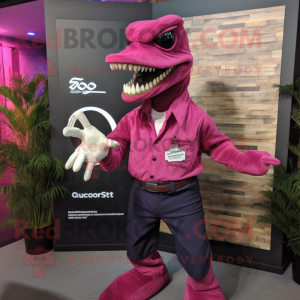 Magenta Velociraptor maskot...