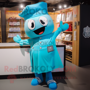 Cyan Ramen maskot kostym...