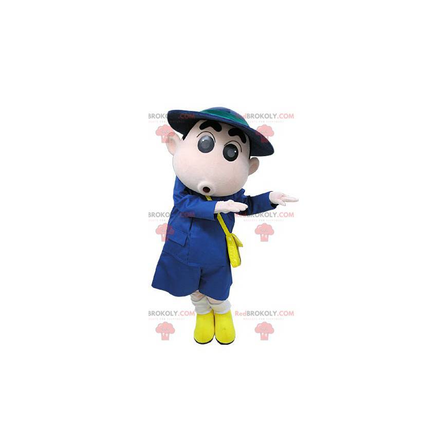 Courier postman mascot dressed in blue - Redbrokoly.com