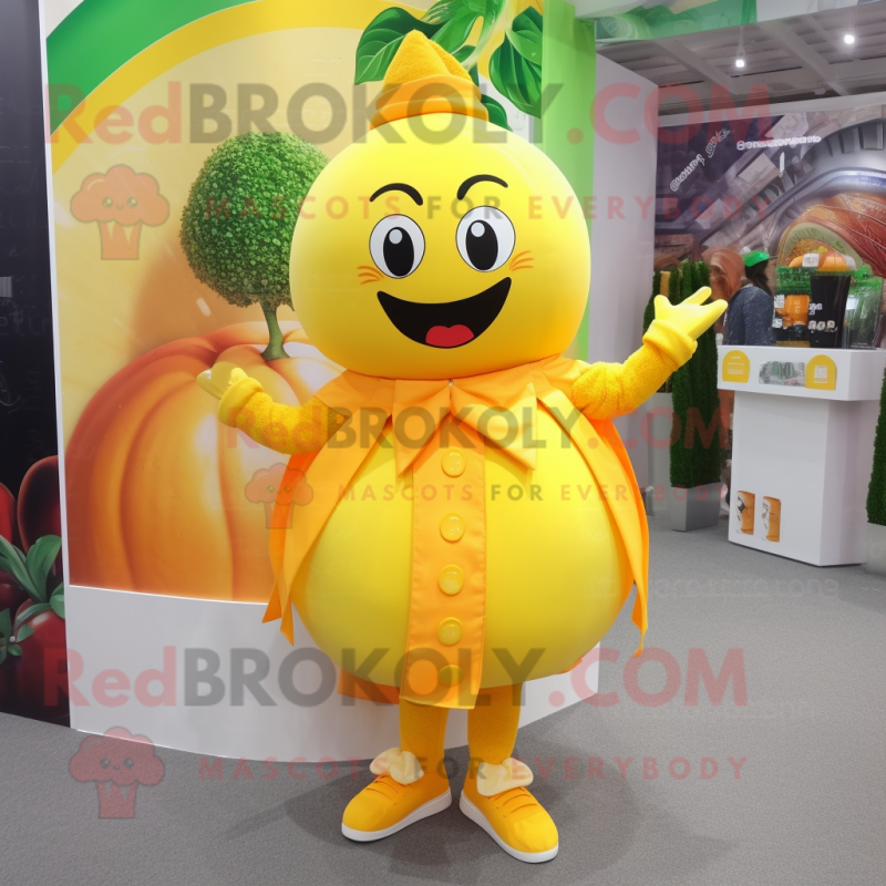 Lemon Yellow Orange mascot costume character dressed with a Blouse and Keychains